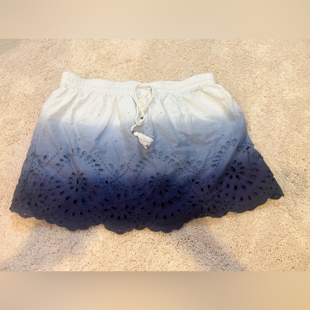 Women's Express Ombre Blue and White Mini Skirt with Drawstring Size Medium